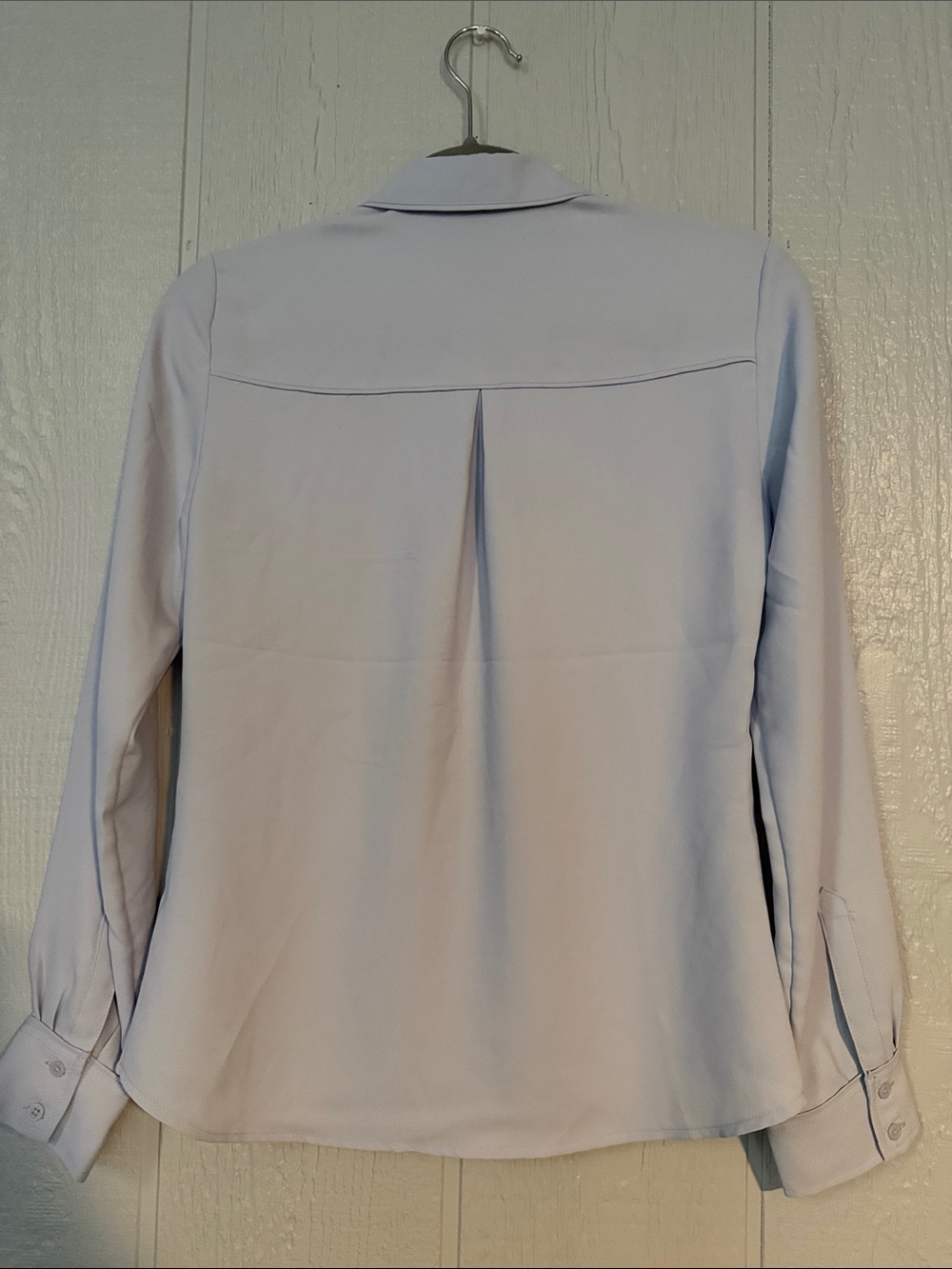 Express Light Blue Long Sleeve Button-Up Blouse - Picture 3 of 3
